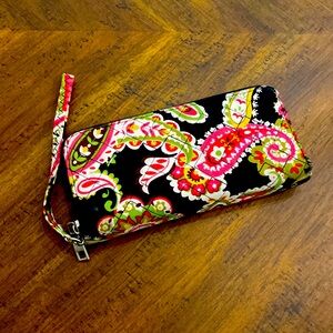 Vera Bradley black paisley wristlet used